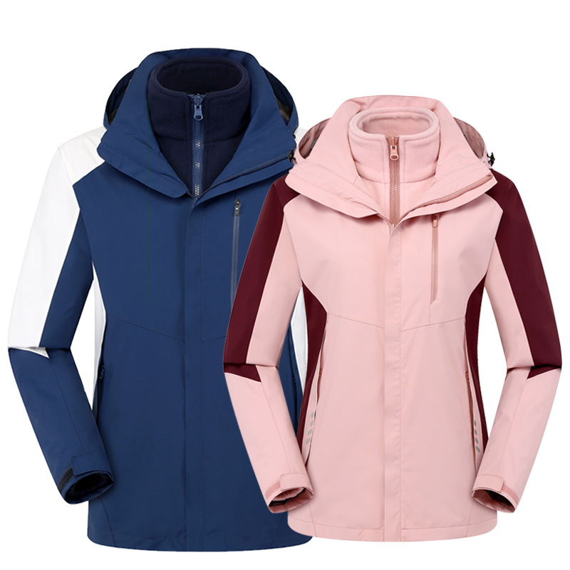 Outdoor Shell Jacket Men's and Women's Same Three-in-One Detachable Two-Piece Set Autumn and Winter Warm Work Clothes Printed Logo
