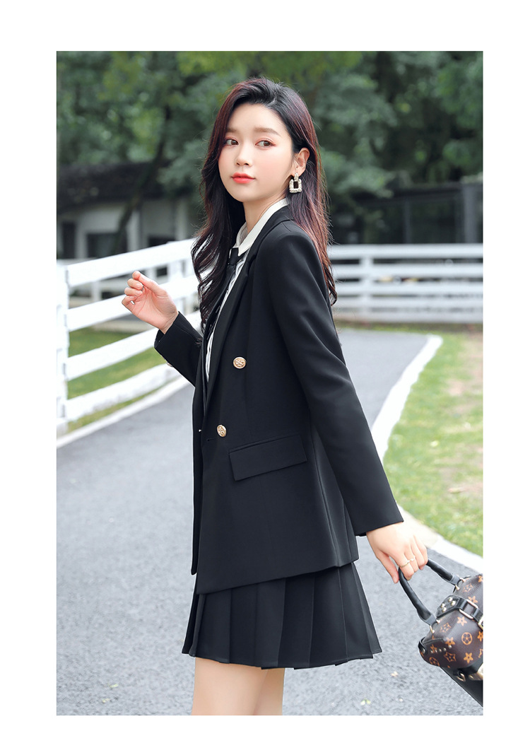 日系学院风西装套装女秋装大学生正装教师小西服套裙百褶裙jk制服
