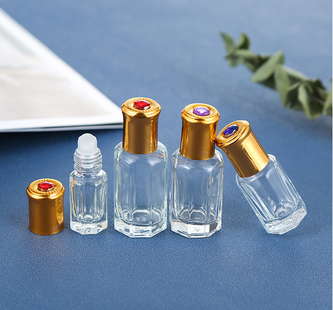 批发3ml /9ml/12ml透明八角玻璃走珠瓶香水滚珠玻璃瓶 精油分装瓶