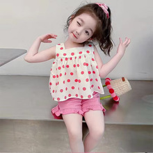 女童夏季背心套装2023新款韩版女宝宝无袖洋气可爱夏款两件套批发
