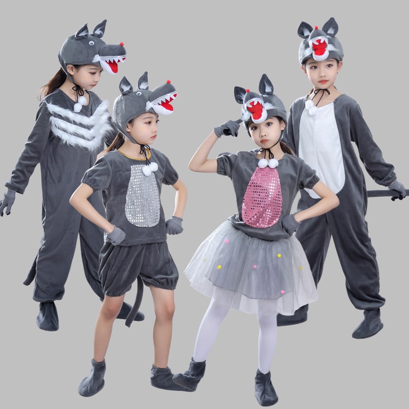 儿童大灰狼演出服幼儿表演狼来了狼三只猪小羊小兔子卡通舞蹈纱裙