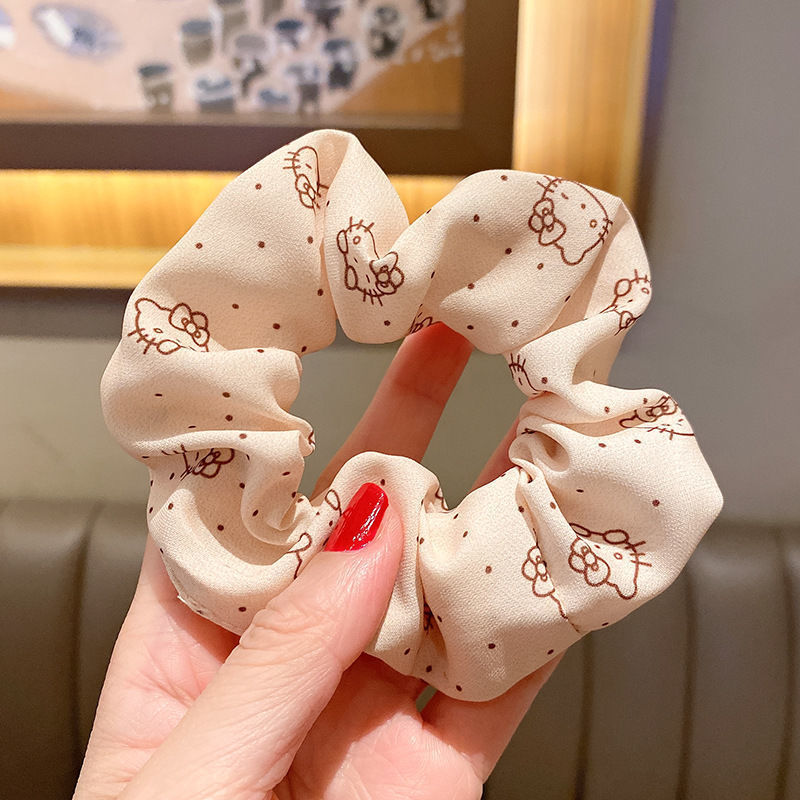 Korean Style Internet Celebrity Milk Tea Color Fabric Large Intestine Ring Hair Band Hair Rope Female Ponytail Hair String Temperament Hair Band Hair Accessories