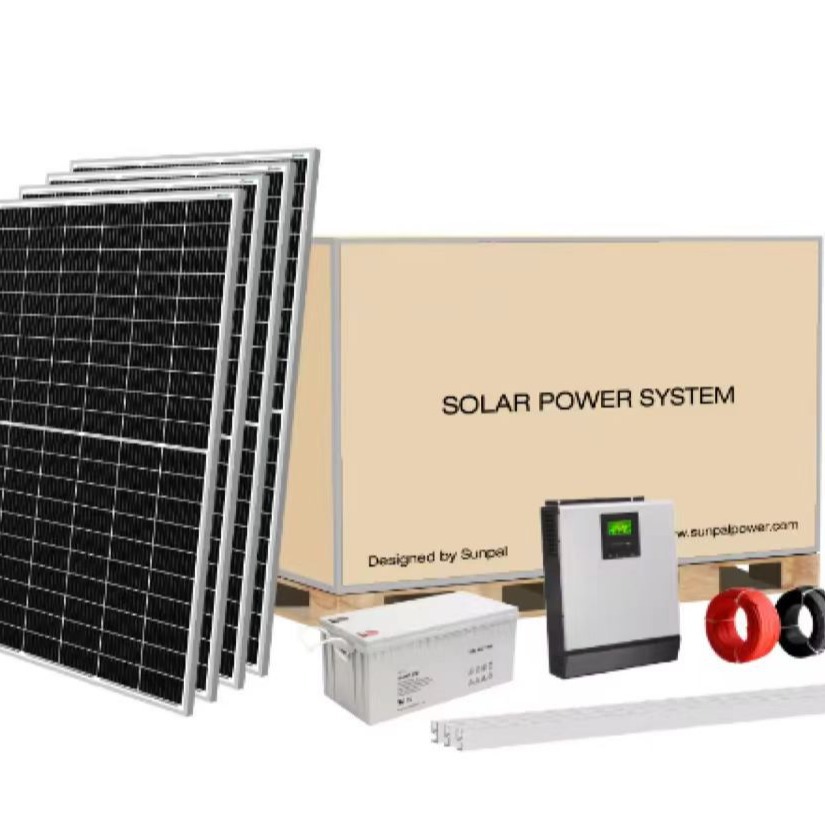 家用商用光伏太阳能系统15kw离网储能发电全套系统220v 铅酸锂电