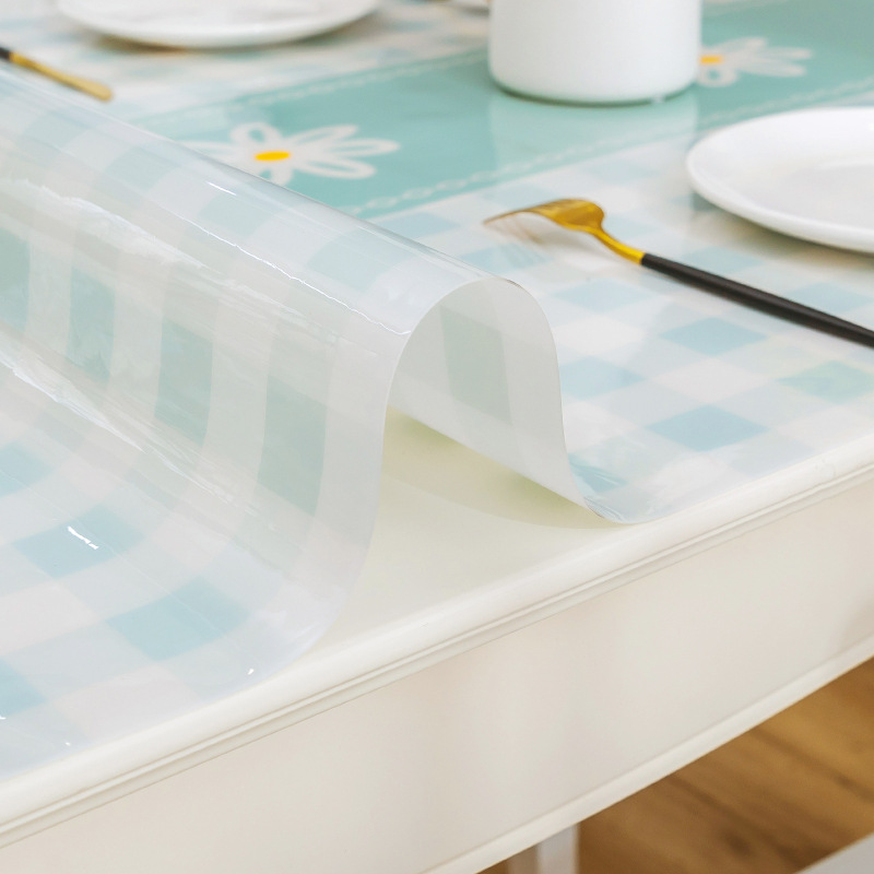 Soft Glass Table Mat Pvc Waterproof and Oil-Proof Disposable Anti-Scald Odorless Dining Table Desk Rectangular Tablecloth Coffee Table Tablecloth