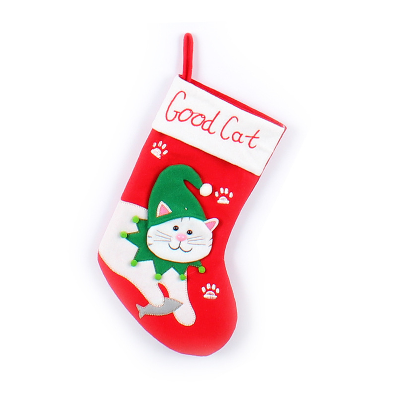 2022 Cute Dogs and Cats Christmas Stockings Cartoon Christmas Stockings Pendant Christmas Tree Bag Decorative Socks