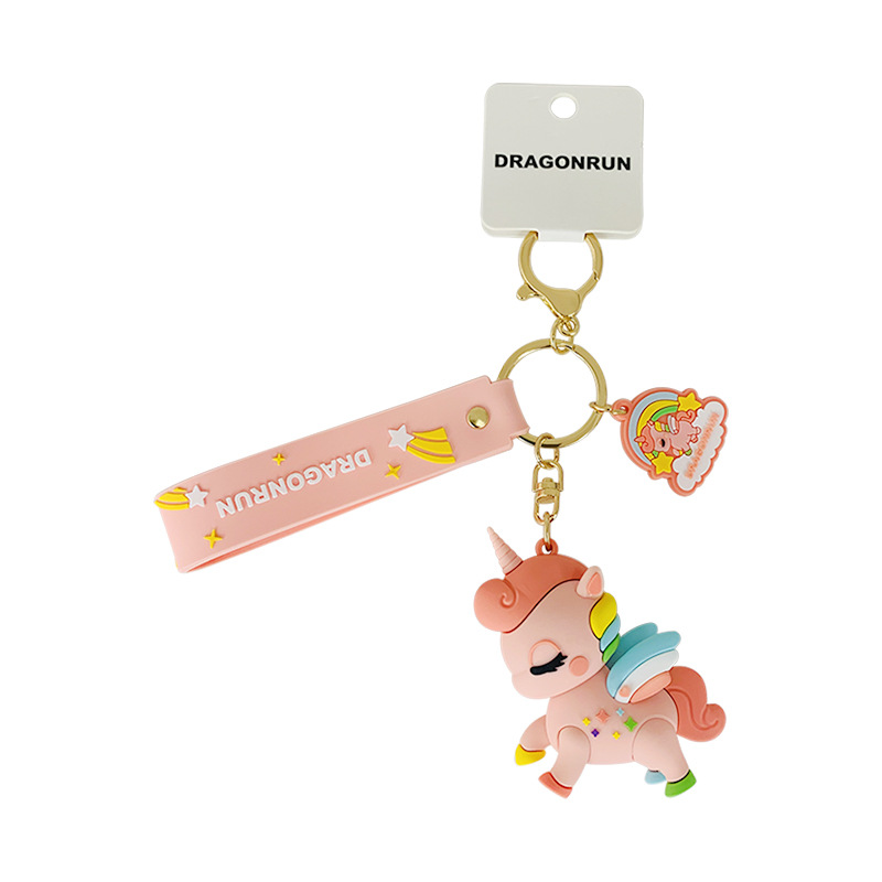 Creative Cute Epoxy Keychain Environmental Protection PVC Hanging Authorization Ma Xiaochi Unicorn Couple Claw Machine Wholesale Gift