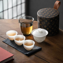 冰种玉薄胎羊脂玉白瓷功夫茶具套装盖碗茶杯家用高档礼盒