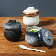日式陶瓷小炖盅带盖蒸蛋碗鸡蛋羹炖碗蛋盅茶碗蒸汤盅家用餐具