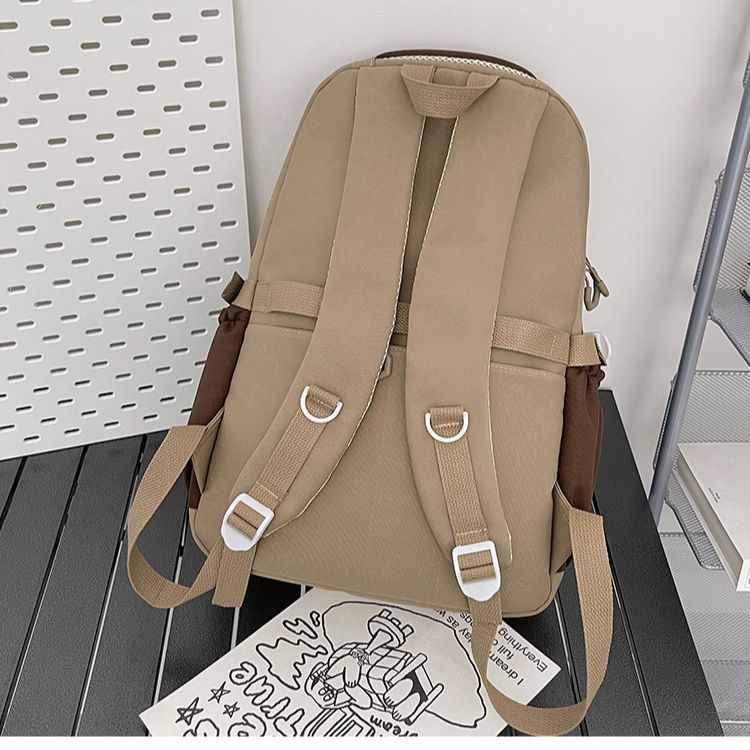 Korean Style Backpack College Style Large Capacity Casual Cloth Bag Japanese Harajuku Style High School Student Color Matching Schoolbag for Junior High School Students