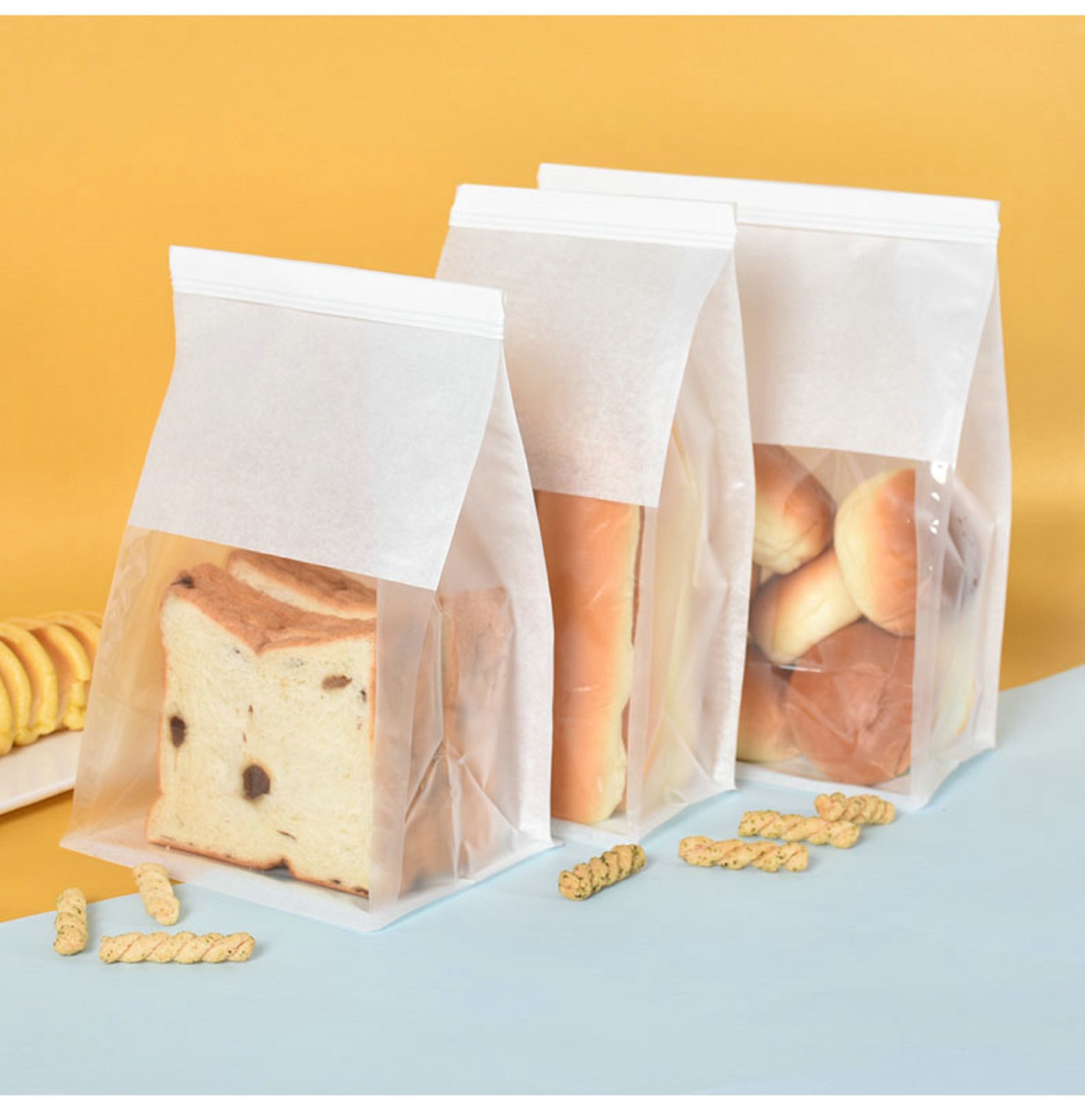 450克吐司面包包装袋切片吐司麻薯牛角包包装袋铁丝自封面包袋子