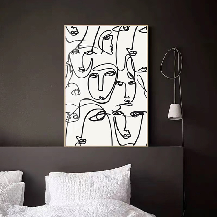 现代抽象创意线条人物客厅装饰画人脸线描餐厅书房卧室民宿挂画