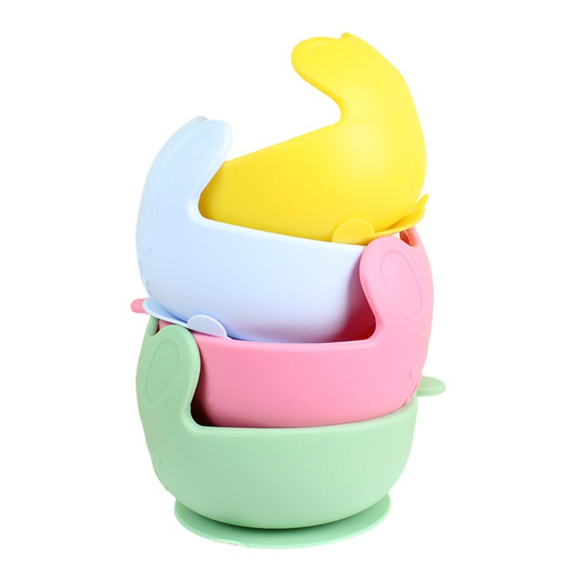 One-Piece Children's Solid Food Bowl Silicone Eat Learning Dinner Plate Baby Silicone Snack Catcher Drop-Resistant Hot Training Bowl Tableware