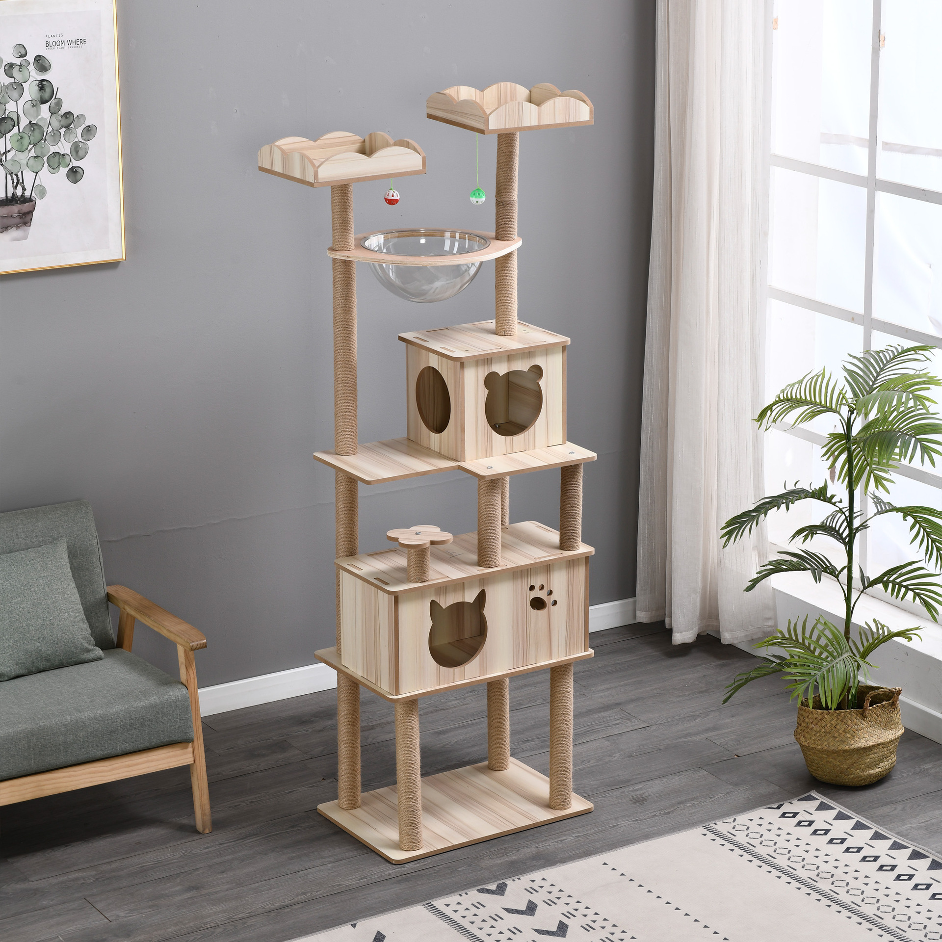 猫爬架猫窝猫树实木剑麻猫抓柱超大豪华猫咪别墅带太空舱宠物用品