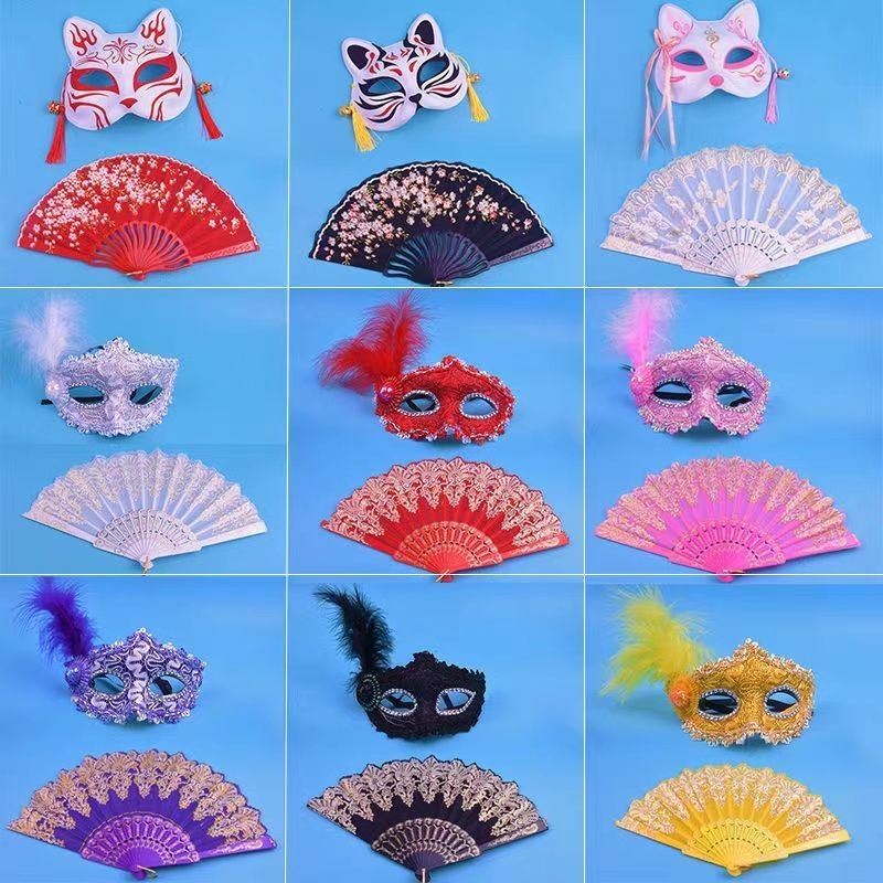 网红狐狸面具半脸高颜值蕾丝古风面具儿童表演道具公主面具小女孩