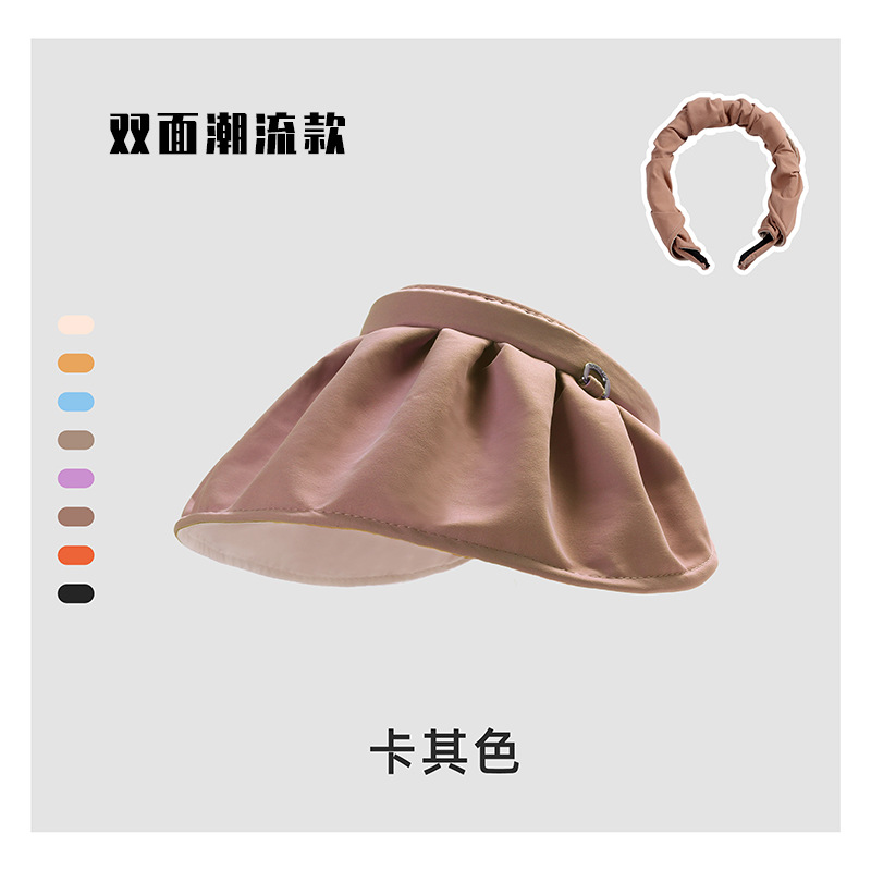Shell-like Bonnet Headband Women's Summer UV-Proof Sun-Proof Breathable Topless Hat Students Show Face Small Foldable Hairband Hat