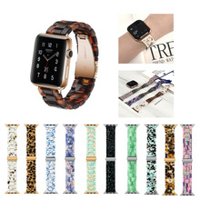 适用苹果树脂手表带apple iwatch4567代修身时尚女款智能手表腕带