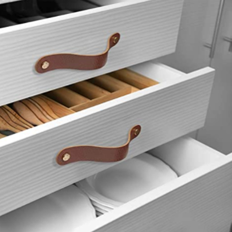 跨境供应柜门拉手 儿童柜子抽屉皮拉头 家具皮革双孔旋钮