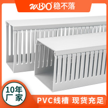 稳不落pvc塑料阻燃线槽 厂家定制灰色绝缘方形配电箱电柜走线槽