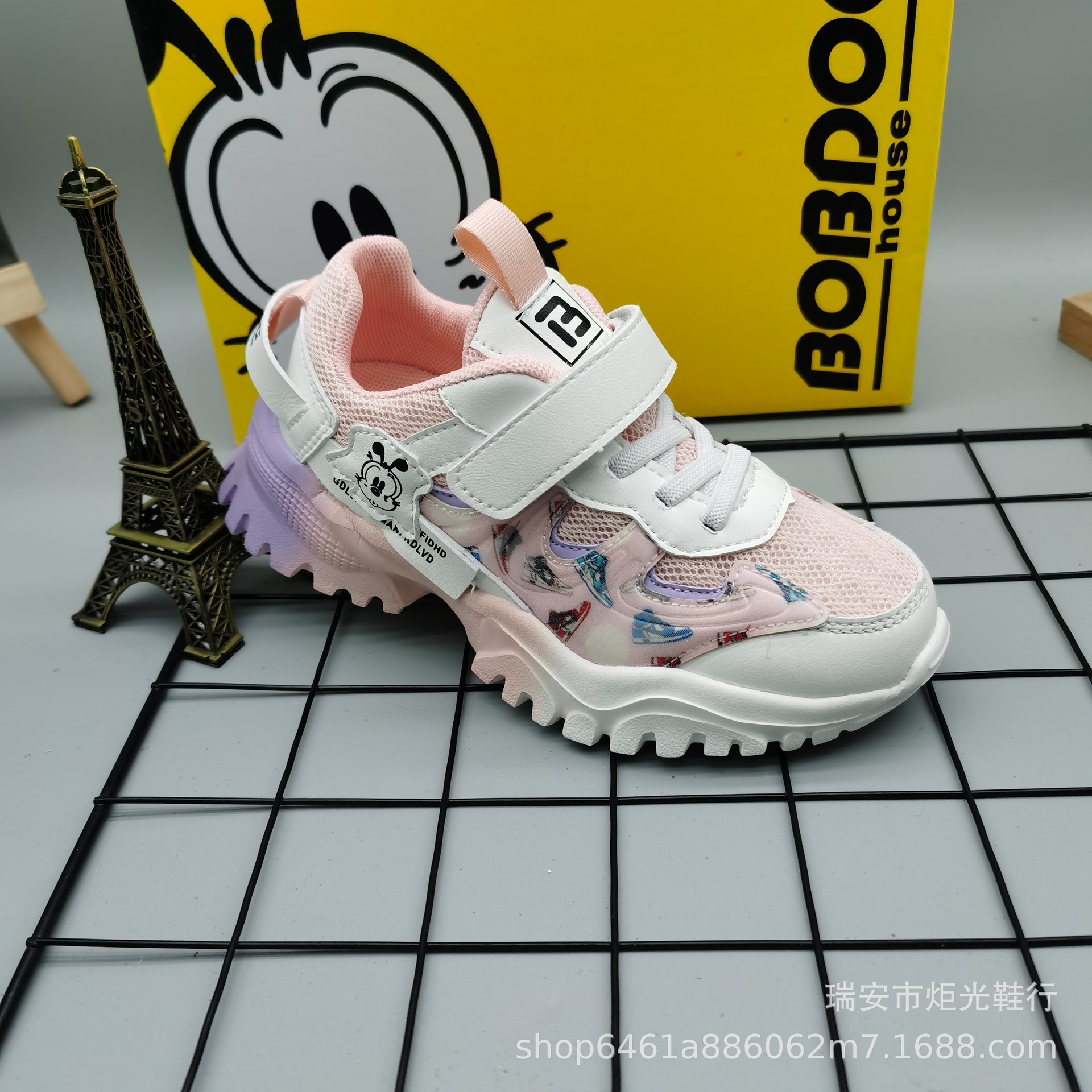 巴布豆童鞋宝派巴布豆女童运动鞋春秋款专柜品牌童鞋尾货工厂批发