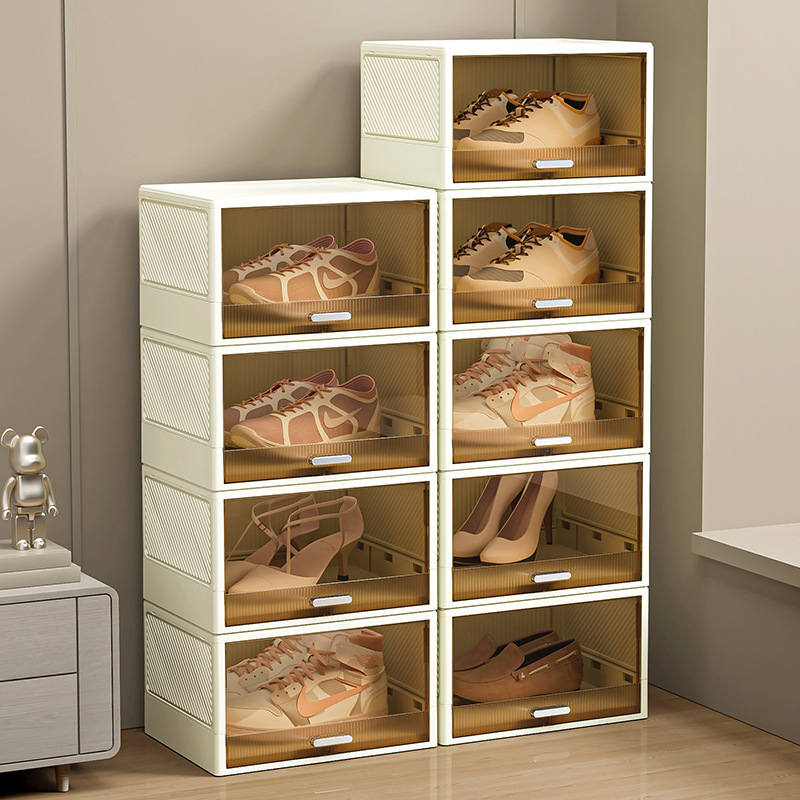 加厚鞋盒抽屉式透明鞋柜家用翻盖球鞋收纳盒子省空间神器塑料鞋架