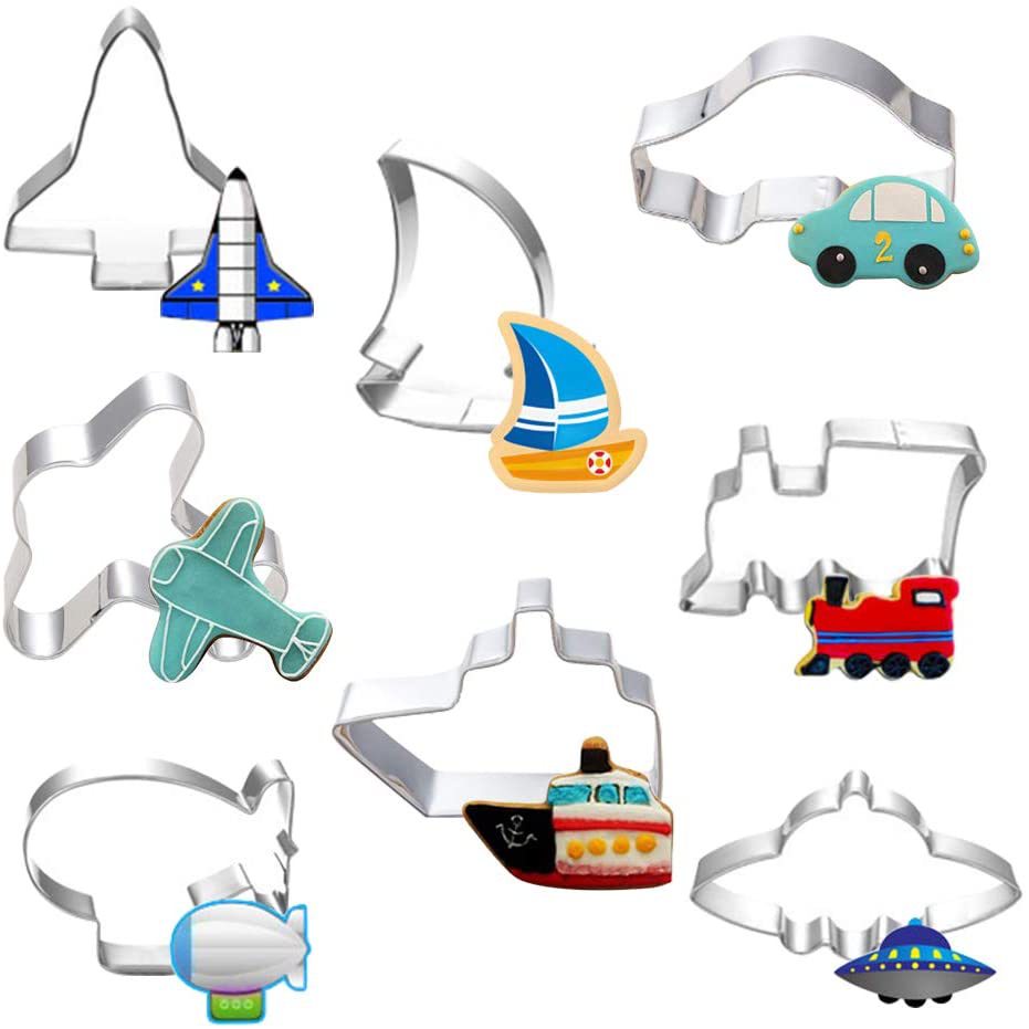 不锈钢饼干模具交通工具8件套套装组合 汽车飞机火车轮船热气球等