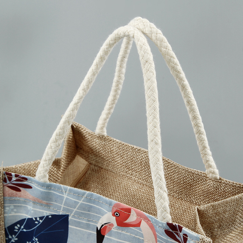 创意新款手提麻布袋文艺国潮脸谱女士手提包ins风印花手拎麻布袋