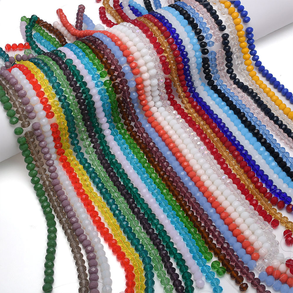 水晶扁珠4mm 6mm 8mm 10mm 玻璃扁珠子 diy串珠配件批发