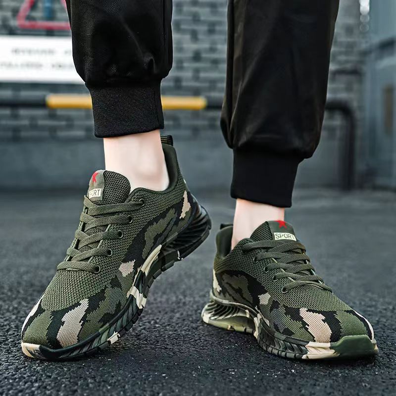 Military Training Shoes Shoes Women's Shoes New Shoes Men's and Women's Same Shoes Flying Woven Breathable Casual Shoes Summer Mesh Surface Running Sneaker