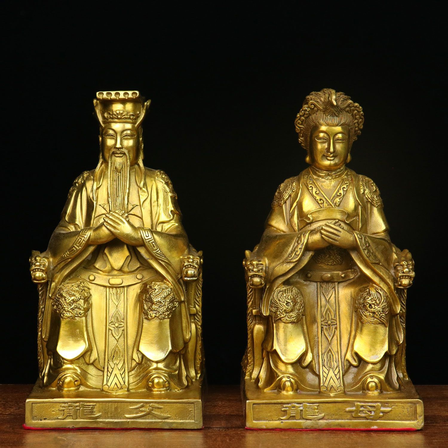 纯铜龙父龙母神像家用供奉平安是福龙王龙母神像铜像四海龙王