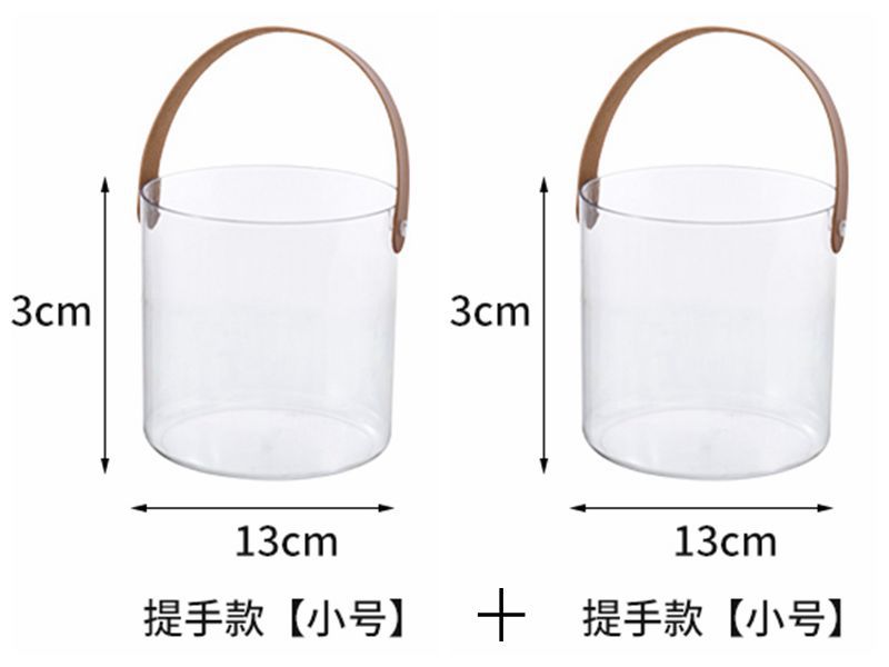 Desktop Light Luxury Transparent Trash Can Creative Trending Handle Trash Can Wastebasket Wake up Flower Bucket Dual-Use Storage Bucket