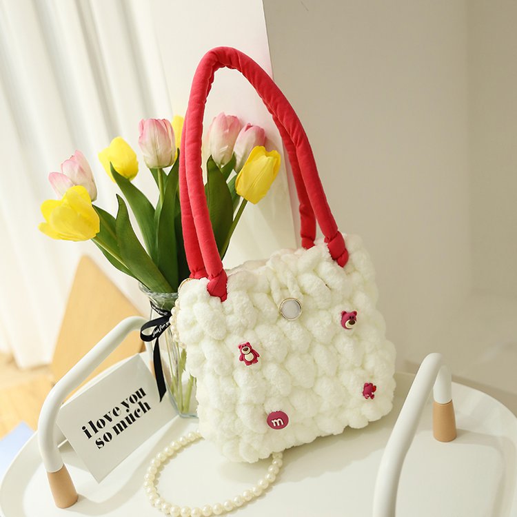 Strawberry Bear Cloud Bag DIY Hand-Woven Bag Bear Material Bag Cinnamoroll Babycinnamoroll Homemade Gift for Girlfriend
