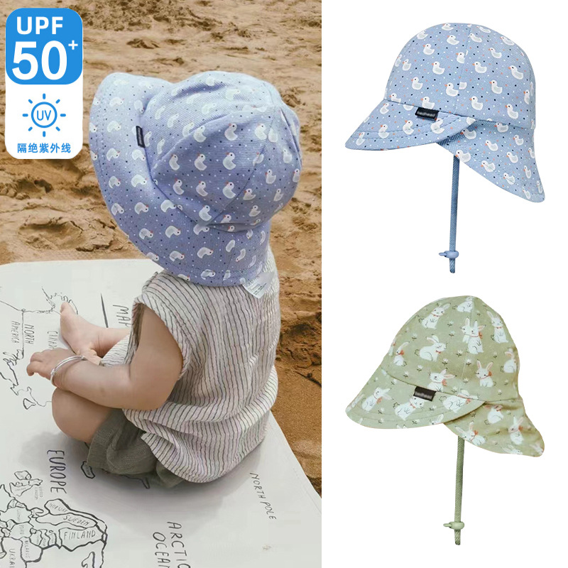 儿童帽子男女童夏季防晒帽宝宝户外遮阳帽防紫外线婴幼童护脖帽
