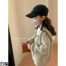 儿童新款针织毛衣女童连帽潮流拉链衫宝宝时尚公主风外套上衣代发