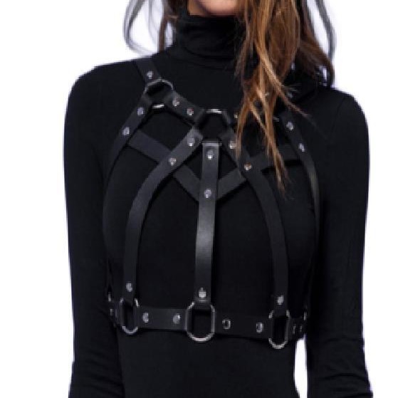 Europe and America Cross Border Leather Bondage and Discipline Clothes Women's Nightclub Wear Performance Costume and Accessories Accessories Hollow Training Clothing Wholesale