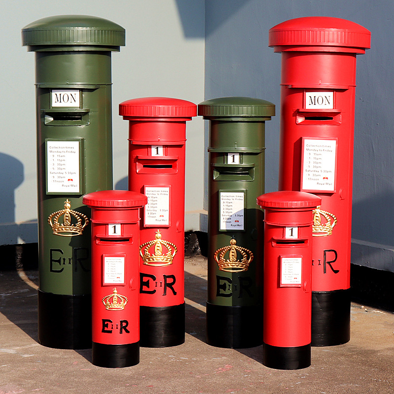复古邮筒摆件创意巨型存钱罐筒超大号纸币储钱罐大人可存可取铁艺
