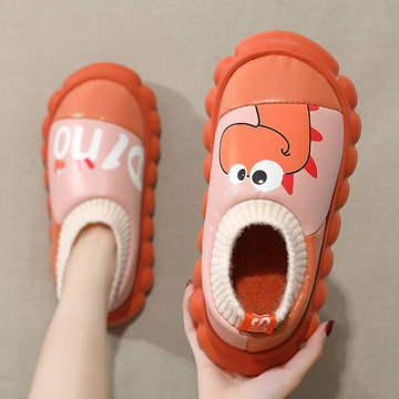 防水棉拖鞋女冬天可爱卡通包跟保暖情侣家居室内厚底棉鞋男雪地靴