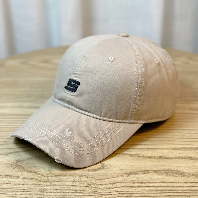 Original Design Embroidery S Letter Soft Top Sports Baseball Cap Men's Simple Ripped Peaked Cap Women 2024 New