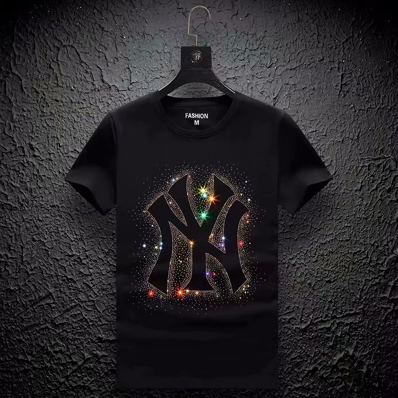 夏季新款男士烫钻短袖t恤潮牌大码半袖体恤青年衣服休闲男装批发