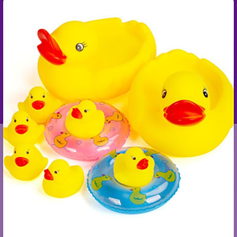 洗澡小鸭子小黄鸭婴儿玩具港鸭捏捏叫戏水浴室澡盆软胶可咬男女孩