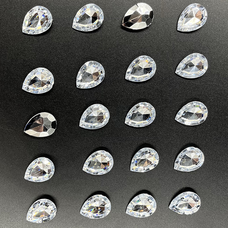 Cross-Border Crystal-like Glass Pointed Bottom Drop-Shaped Diamond in Stock Wholesale Non-Porous More Sizes Special-Shaped Acrylic Diamond