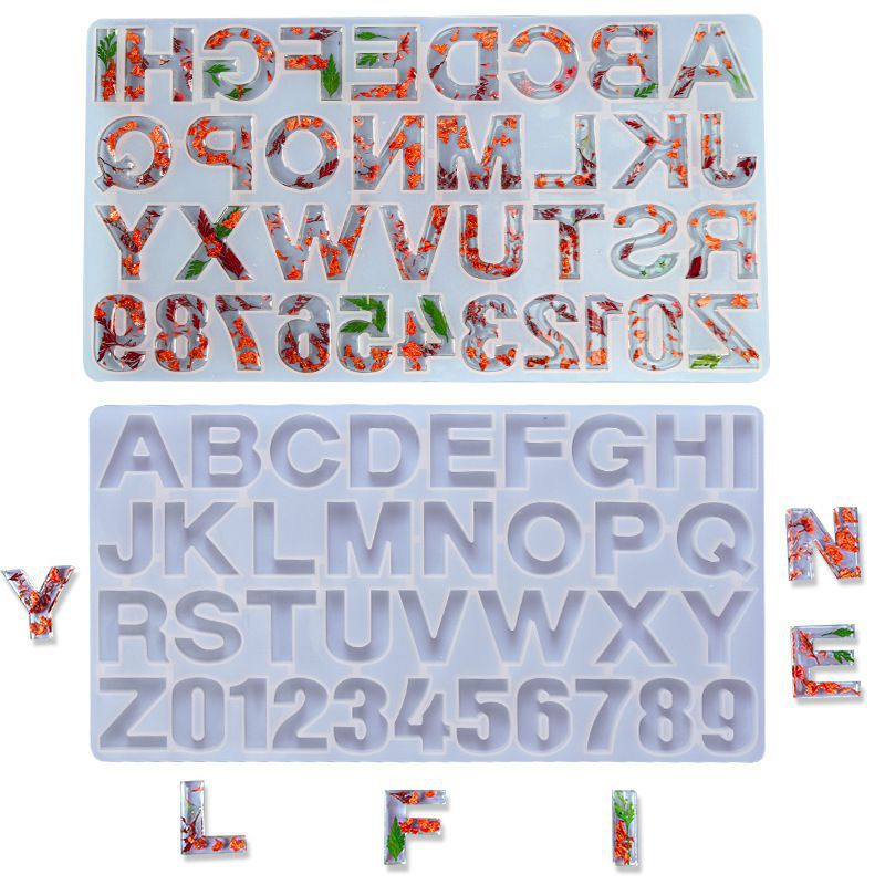 得意洋洋水晶滴胶26个英文数字字母模具高镜面树脂工艺品硅胶模具