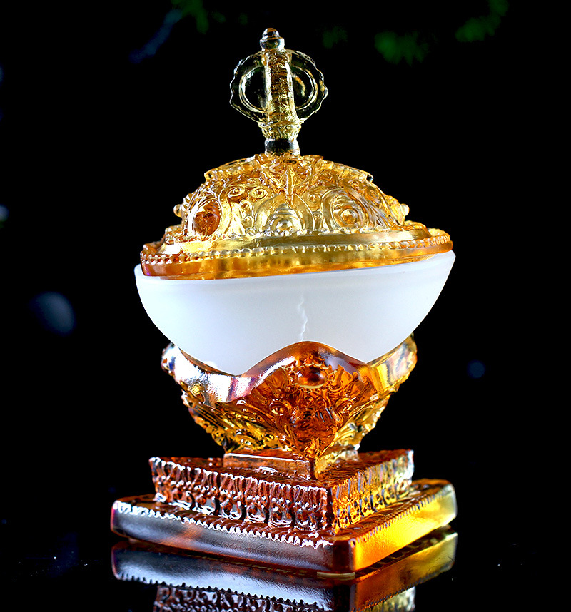 琉璃托巴碗摆件藏传密宗法器居家佛堂桌面摆放护法佛具佛教用品