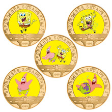 海绵宝宝纪念币 派大星卡通动漫币 周边纪念硬币  镀金压铸金属币