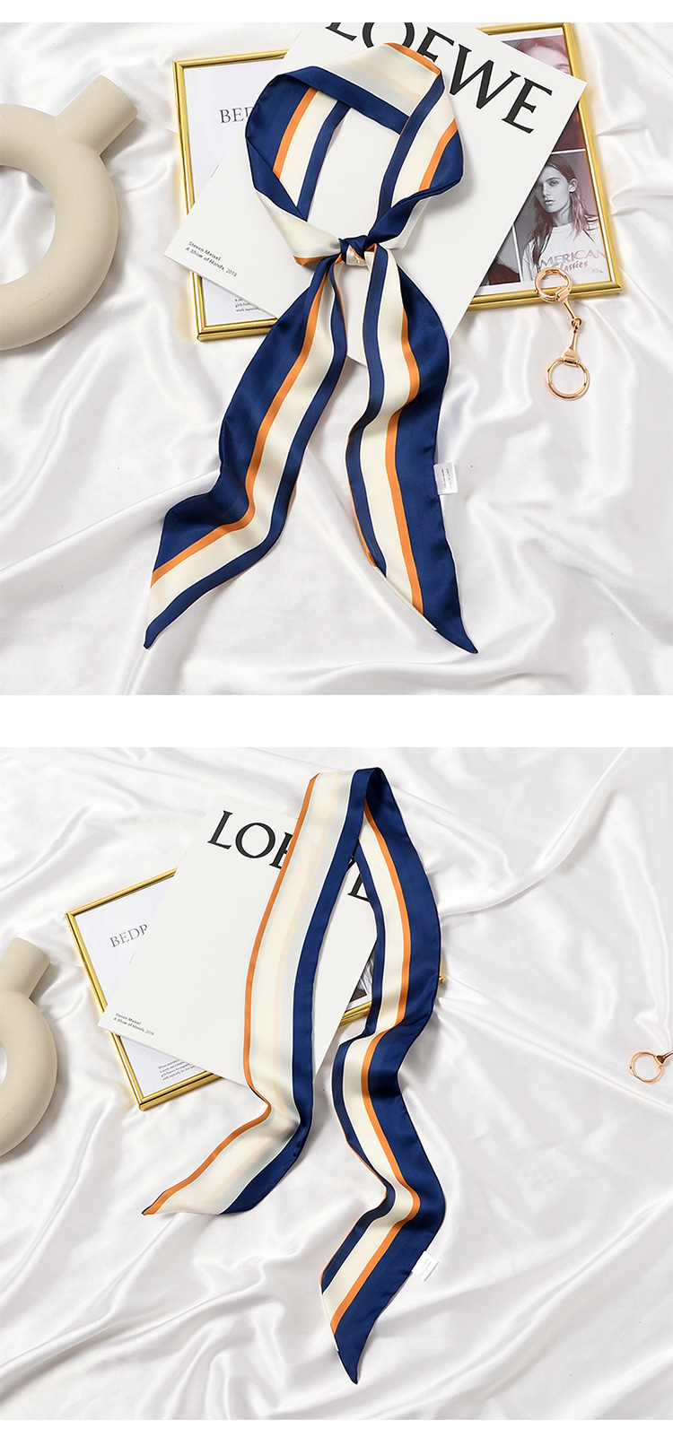 夏季ins原创设计飘带丝巾女窄长条多功能发带百搭装饰丝带小领巾