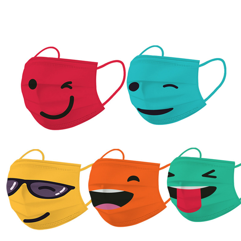 网红搞笑笑脸口罩 一次性三层成人民用创意个性笑脸印花口罩mask