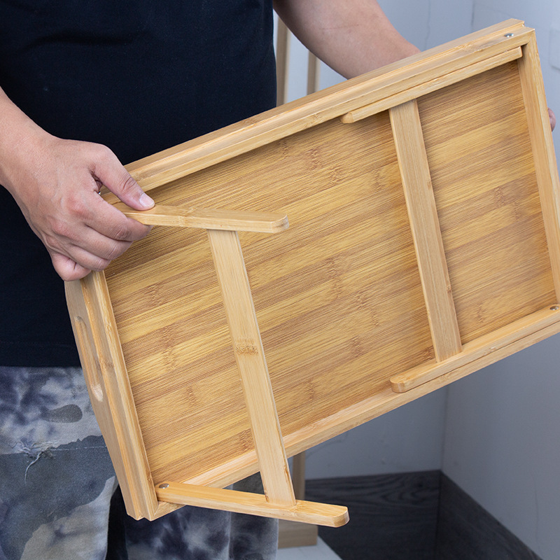 Bamboo Tray with Feet Wholesale Simple Plate Bed Bay Window Lazy Folding Small Table Rectangular Bamboo Tea Tray