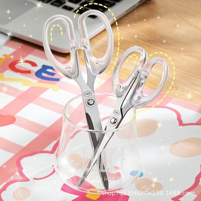 In Stock Simple Transparent Notebook Scissors Office Portable Handmade Tailor Small Scissors Office Paper Cut Student Art