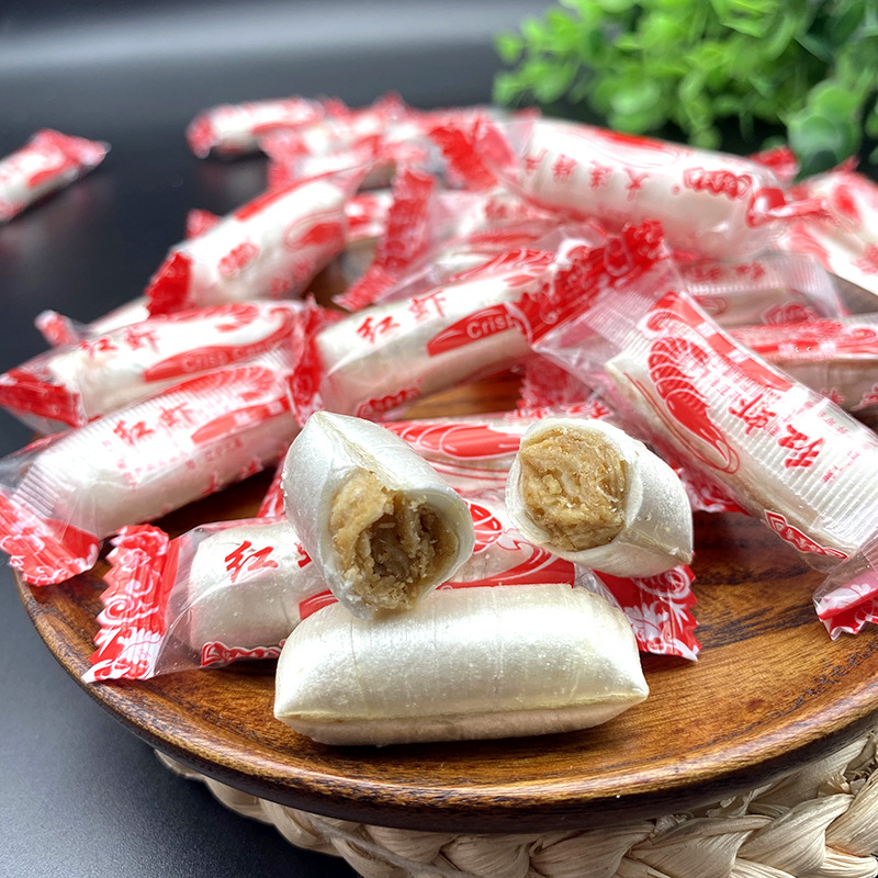 大连特产酥糖老式虾糖大红虾酥糖500g海鲜花生酥心糖喜糖包邮
