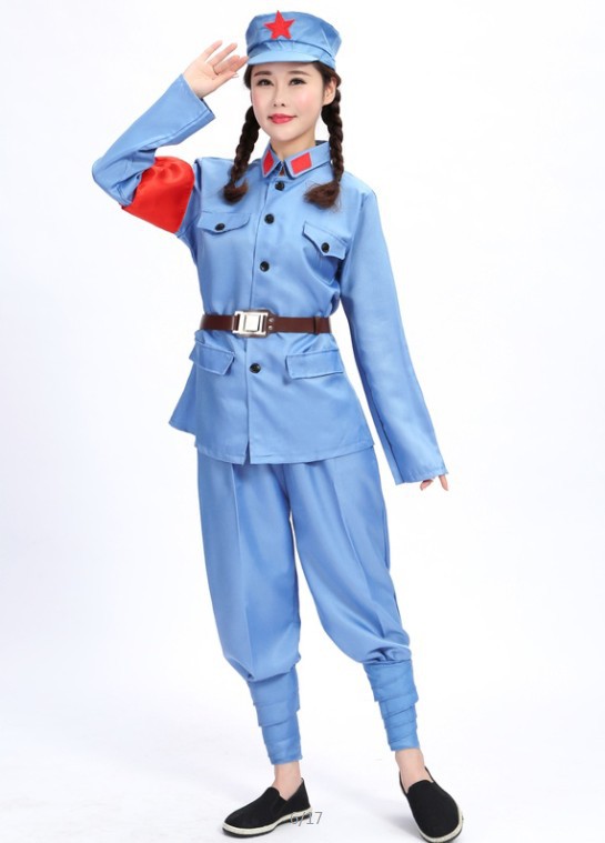 红军衣服八路军儿童演出服女成人新四军军装套装男红歌大合唱服装