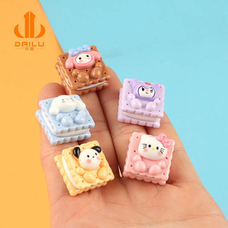 cute cartoon sandwich biscuits children barrettes decoration refridgerator magnets diy cream glue handmade material resin accessories